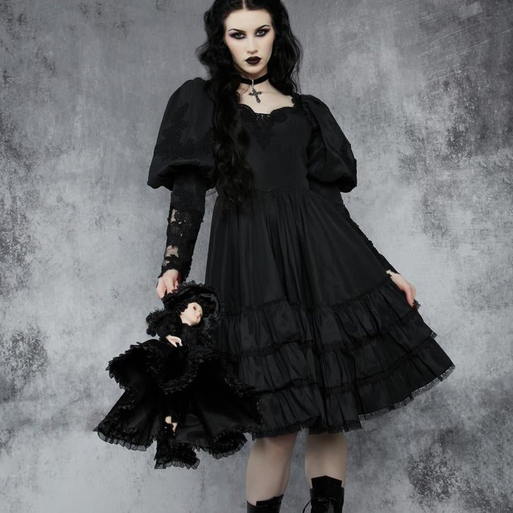 Dolls Kill Widow Mortal Suffering Midi Babydoll Dress XL